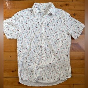 The Short Sleeve California Vintage Botanical Size 44 Made In USA Cotton Linen